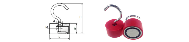 Magnetic Hooks With Rubber Housed Magnetic Hooks With Rubber Housed