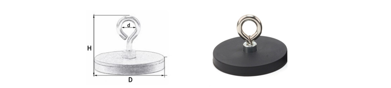 Rubber Coated Pot Magnets With Eyelet Rubber Coated Pot Magnets With Eyelet